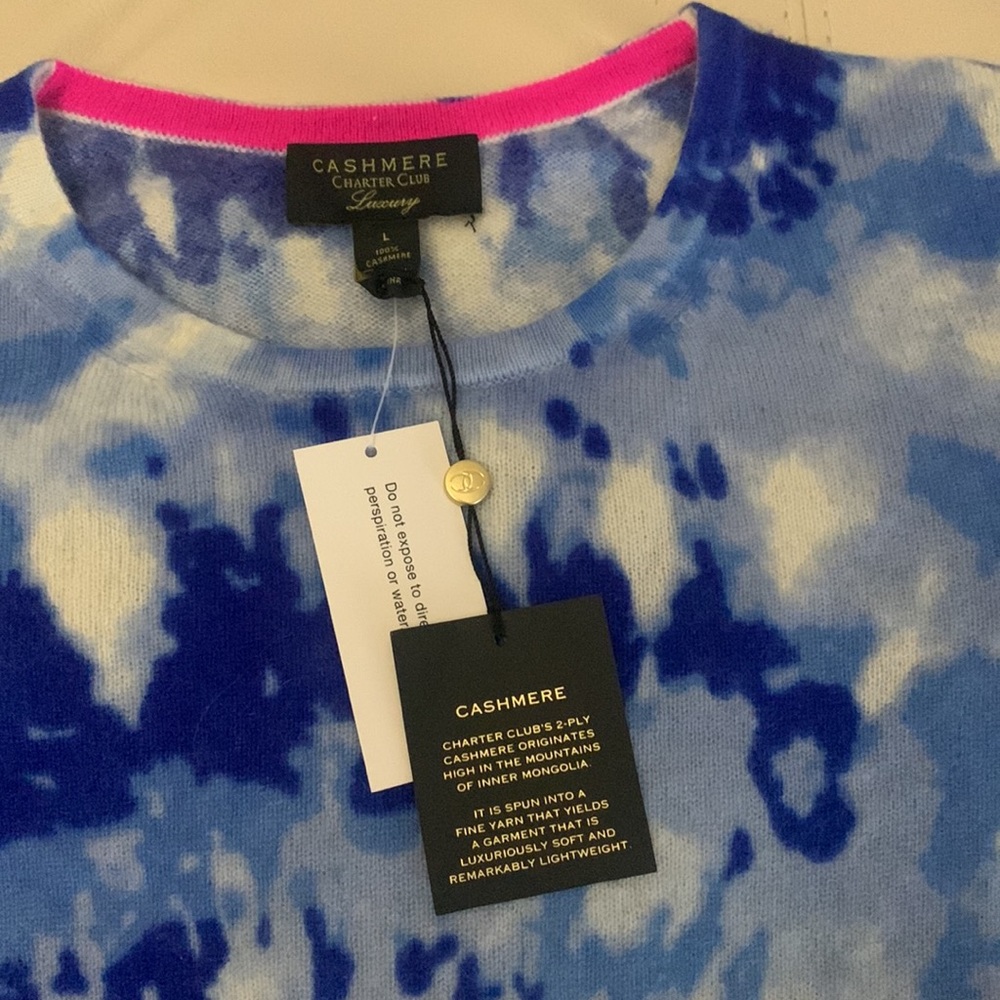 Charter Club Tie Dye Cashmere Sweater New Size L
